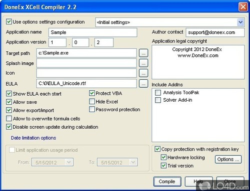 DoneEx XCell Compiler. Compile XLS into EXE (which requires MS Excel to ru