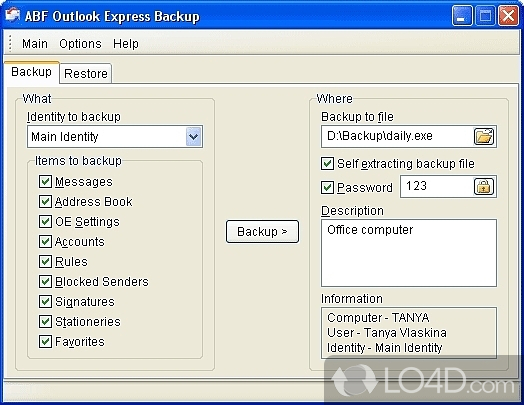 Static Outlook Express Backup V2.9C