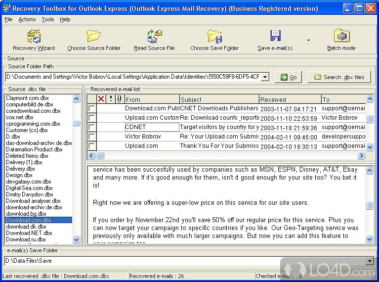 Images of Recovery Toolbox For Outlook Express.