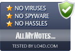 AllMyNotes Organizer Free is free of viruses and malware.