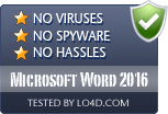 Microsoft Word 2016 Safe - Virus and Malware Tests