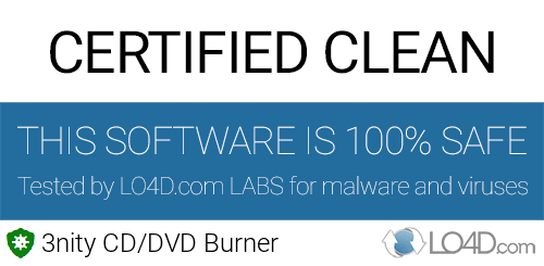 3nity CD/DVD Burner is free of viruses and malware.
