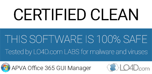 APVA Office 365 GUI Manager is free of viruses and malware.