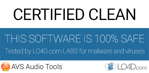 AVS Audio Tools is free of viruses and malware.