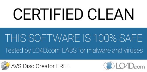 AVS Disc Creator FREE is free of viruses and malware.