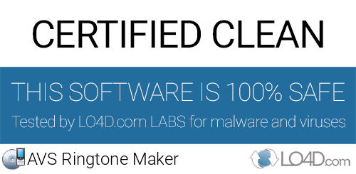 AVS Ringtone Maker is free of viruses and malware.