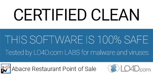 Abacre Restaurant Point of Sale is free of viruses and malware.