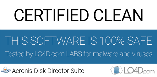 Acronis Disk Director Suite is free of viruses and malware.