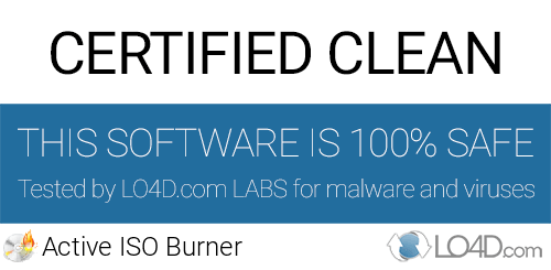 Active ISO Burner is free of viruses and malware.