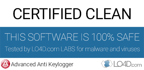 Advanced Anti Keylogger is free of viruses and malware.