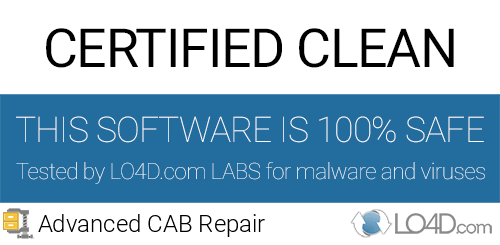 Advanced CAB Repair is free of viruses and malware.