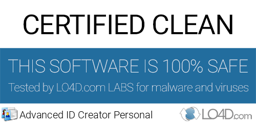 Advanced ID Creator Personal is free of viruses and malware.