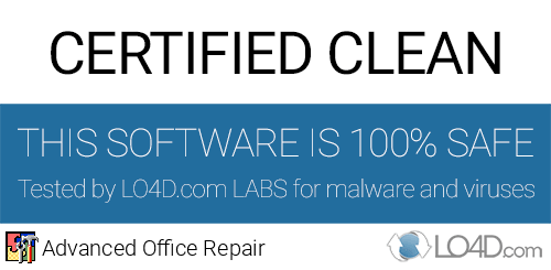 Advanced Office Repair is free of viruses and malware.