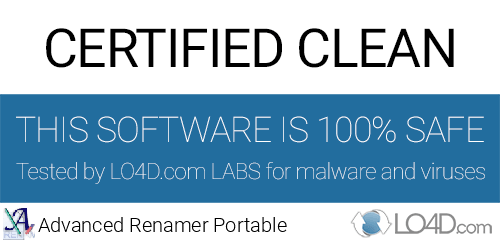 Advanced Renamer Portable is free of viruses and malware.