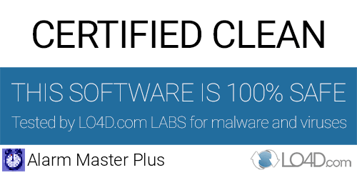 Alarm Master Plus is free of viruses and malware.