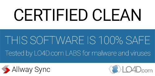 Allway Sync is free of viruses and malware.