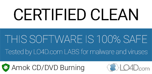 Amok CD/DVD Burning is free of viruses and malware.