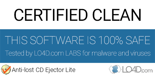Anti-lost CD Ejector Lite is free of viruses and malware.