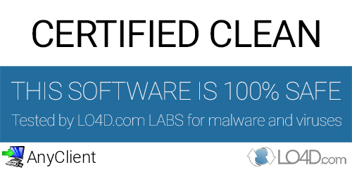 AnyClient is free of viruses and malware.