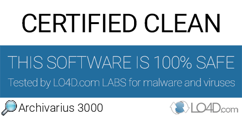 Archivarius 3000 is free of viruses and malware.