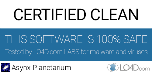 Asynx Planetarium is free of viruses and malware.