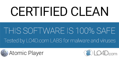 Atomic Player is free of viruses and malware.