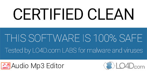 Audio Mp3 Editor is free of viruses and malware.