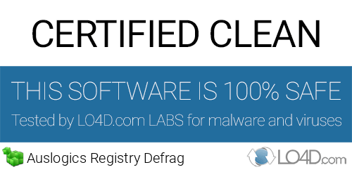 Auslogics Registry Defrag is free of viruses and malware.