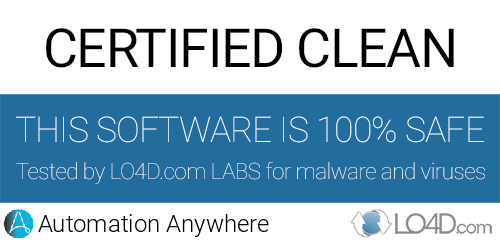 Automation Anywhere is free of viruses and malware.