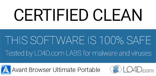 Avant Browser Ultimate Portable is free of viruses and malware.