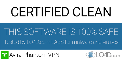 Avira Phantom VPN is free of viruses and malware.
