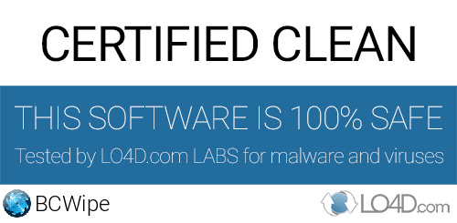 BCWipe is free of viruses and malware.