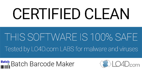 Batch Barcode Maker is free of viruses and malware.