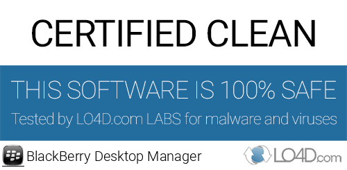 BlackBerry Desktop Manager is free of viruses and malware.