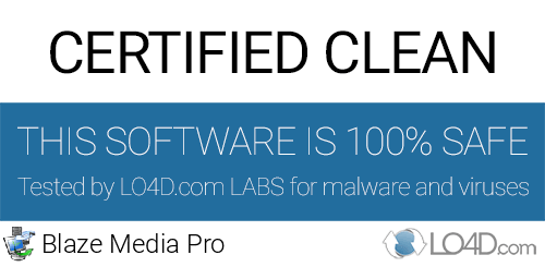 Blaze Media Pro is free of viruses and malware.