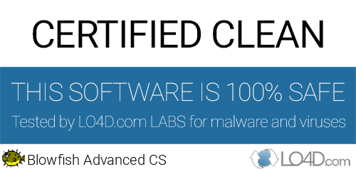 Blowfish Advanced CS is free of viruses and malware.