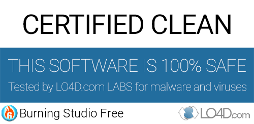 Burning Studio Free is free of viruses and malware.