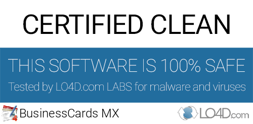 BusinessCards MX is free of viruses and malware.