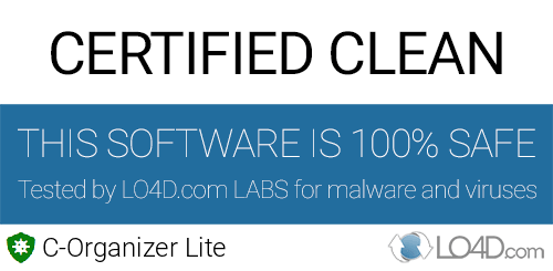 C-Organizer Lite is free of viruses and malware.
