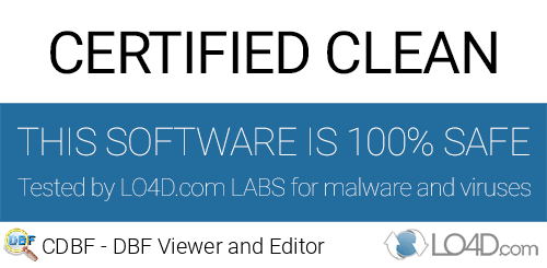 CDBF - DBF Viewer and Editor is free of viruses and malware.