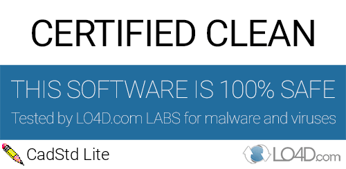CadStd Lite is free of viruses and malware.