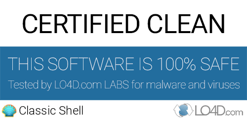 Classic Shell is free of viruses and malware.