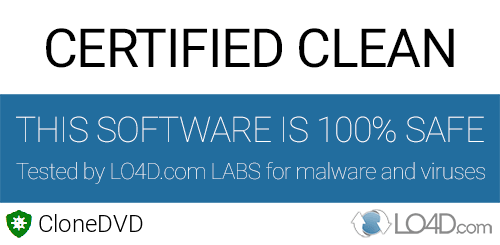 CloneDVD is free of viruses and malware.