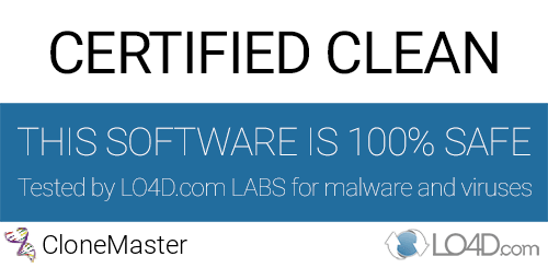 CloneMaster is free of viruses and malware.