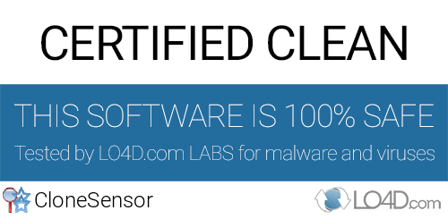 CloneSensor is free of viruses and malware.