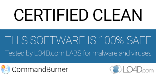 CommandBurner is free of viruses and malware.