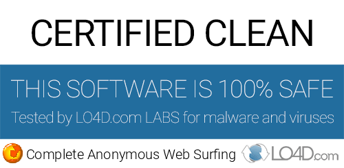 Complete Anonymous Web Surfing is free of viruses and malware.