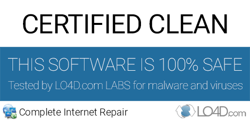 Complete Internet Repair is free of viruses and malware.