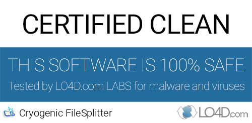 Cryogenic FileSplitter is free of viruses and malware.