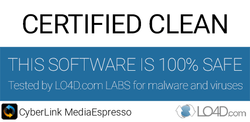 CyberLink MediaEspresso is free of viruses and malware.
